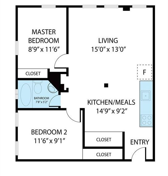 2 bed living rm