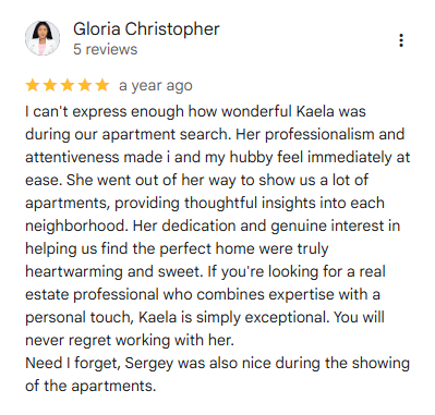 Google Review - Gloria - March 2025