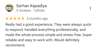 Google Review - Sarhan - December 2025